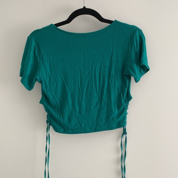 Garage women’s turquoise ribbed t-shirt with lace sides - size large - Picture 5 of 5